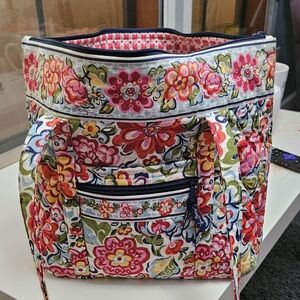 Vera Bradley Red and Pink Floral Backpack with Bohemian Charm